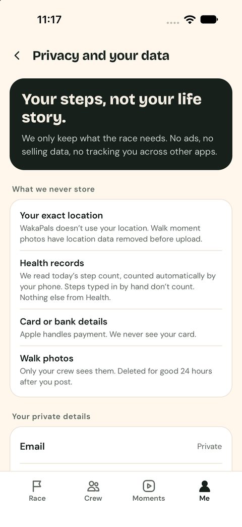 Privacy and your data screen